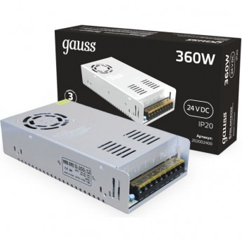 Блок питания GAUSS 360W 24V IP20 1/36 Блок питания GAUSS 360W 24V IP20 1/36