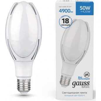 Лампа GAUSS BASIC BT110 AC180-240V 50W 4900LM 6500K E40 LED 1/20 Лампа GAUSS BASIC BT110 AC180-240V 50W 4900LM 6500K E40 LED 1/20