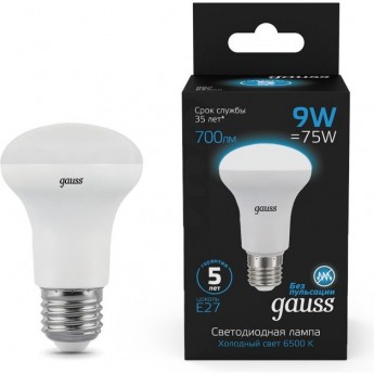 Лампа GAUSS BLACK R63 9W 700LM 6500K E27 LED 1/10/50 Лампа GAUSS BLACK R63 9W 700LM 6500K E27 LED 1/10/50