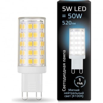 Лампа GAUSS G9 AC185-265V 5W 520lm 4100K керамика LED 1/10/200 Лампа GAUSS G9 AC185-265V 5W 520lm 4100K керамика LED 1/10/200
