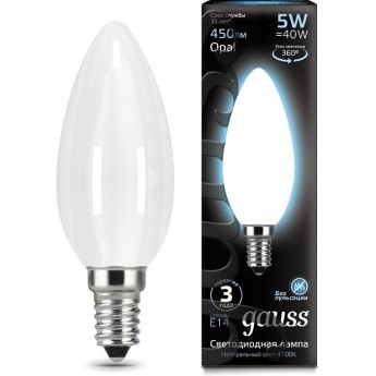 Лампа GAUSS LED BLACK FILAMENT CANDLE OPAL E14 5W 4100К Лампа GAUSS LED BLACK FILAMENT CANDLE OPAL E14 5W 4100К