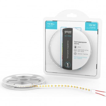 Лента GAUSS BASIC LED 2835/120 12V 9,6W/m 624lm/m 4000K 8mm IP20 3m Лента GAUSS BASIC LED 2835/120 12V 9,6W/m 624lm/m 4000K 8mm IP20 3m