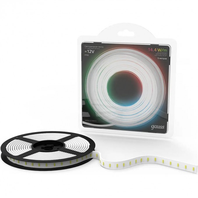 Лента GAUSS LED 5050/60-SMD 14.4W 12V DC RGB IP66 (блистер 5м) 311000414