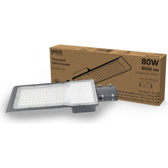 Светильник уличный GAUSS AVENUE IP65 420*160*57 80W 8000lm 5000K 190-250V КСС "Ш" Светильник уличный GAUSS AVENUE IP65 420*160*57 80W 8000lm 5000K 190-250V КСС "Ш"