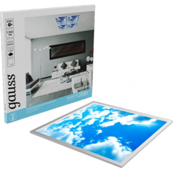 Светодиодная панель GAUSS 40W 1300lm 6500K IP20 595*595мм небо LED 1/4 Светодиодная панель GAUSS 40W 1300lm 6500K IP20 595*595мм небо LED 1/4